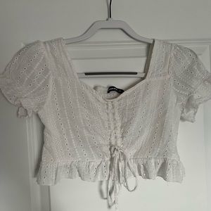 White puff sleeve top